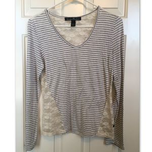 Striped Long Sleeve with Lace Back